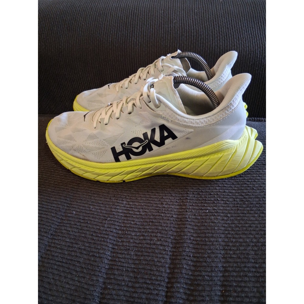 Hoka‎ One One Mens Carbon X 2 Gray Lime Running Shoes Size 10D 1113526 BFLG